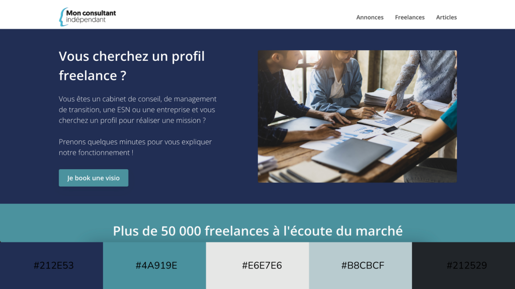 Palette de couleurs site web inspiration ambiance étoilée