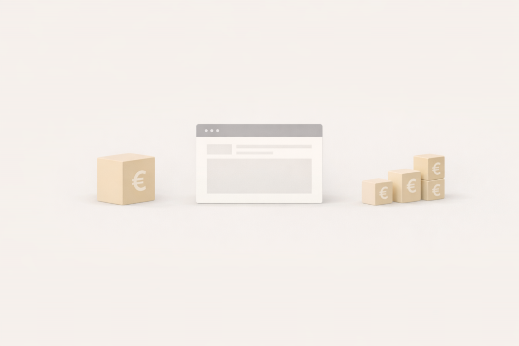 Illustration représentant les coûts récurrents et souvent oubliés d’un site vitrine.